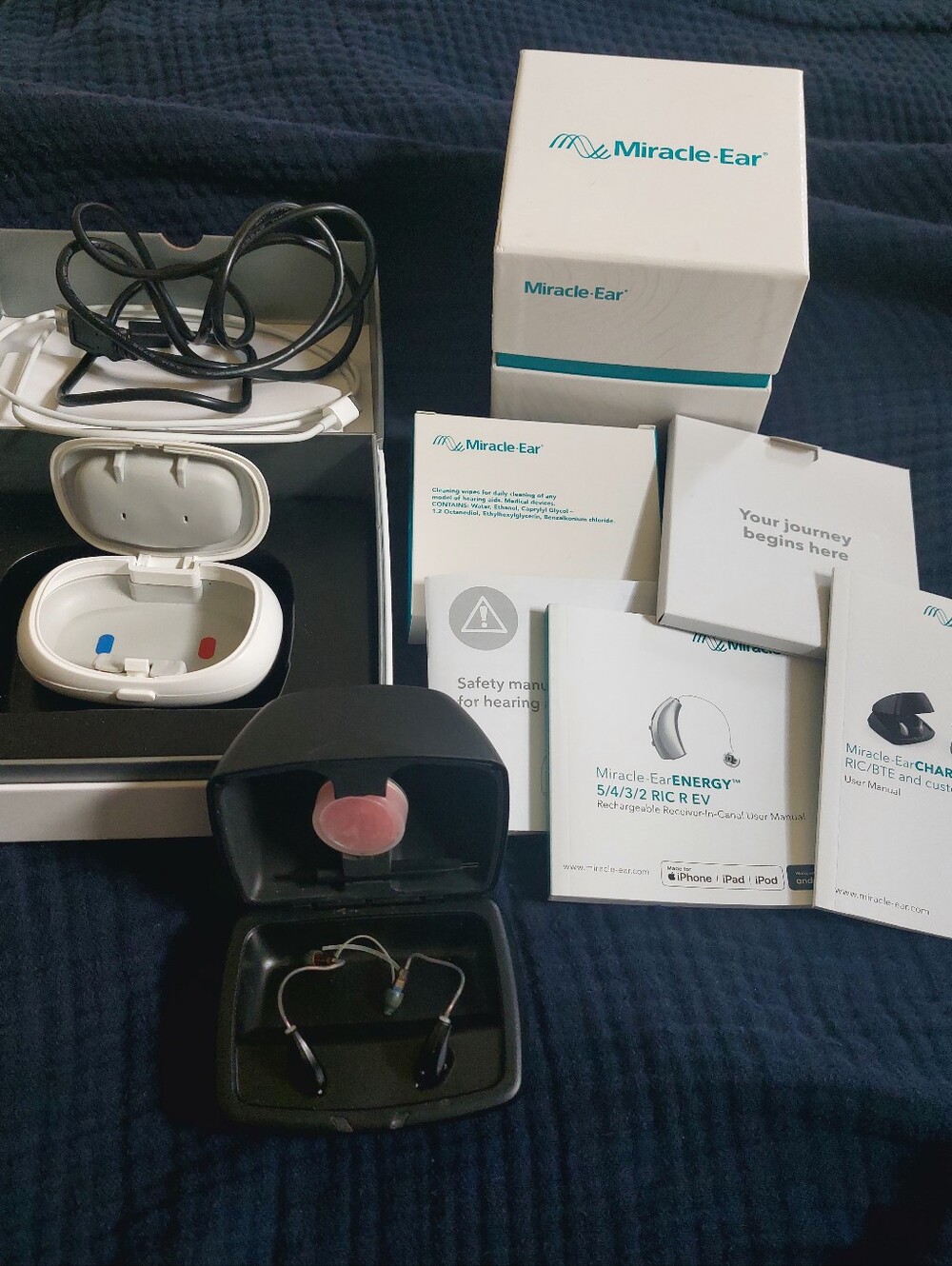 Miracle-Ear Black Rechargeable Hearing Aids with Charging Case